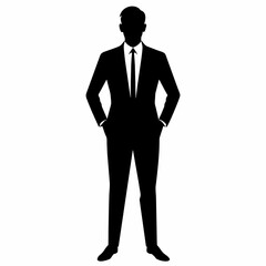 a professional businessman in a standing pose vector silhouette