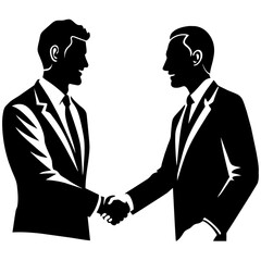 business man offering to handshake another business man, face to face vector silhouette