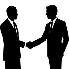 business man offering to handshake another business man, face to face vector silhouette