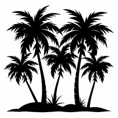 Fototapeta premium Palm Tree vector silhouette black color illustration