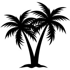 Palm Tree vector silhouette black color illustration