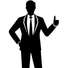 Obraz premium professional Businessman stand with thumb up hand silhouette 
