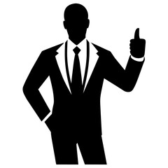 professional Businessman stand with thumb up hand silhouette 