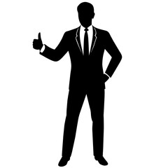 professional Businessman stand with thumb up hand silhouette 