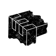 Wood finger joint black hand drawn icon in grunge look