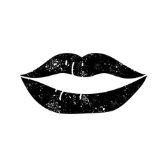 Women lip black hand drawn icon in grunge look