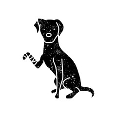 Leg injured dog black hand drawn icon in grunge look