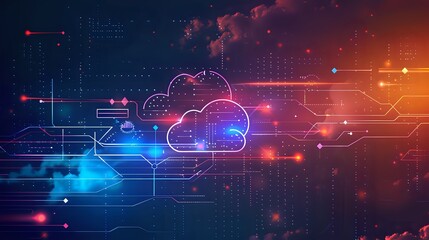 Obraz premium Cloud Computing Technology with Digital Data Network