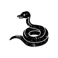 Coiling snake icon Reptile animal pet veterinary black hand drawn icon in grunge look