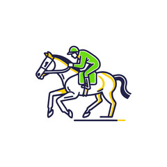 line icon depicting a racing horse with a jockey 