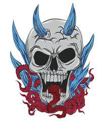 vector skull impaled by crystals and tentacles