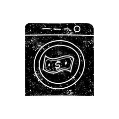 Money laundry black hand drawn icon in grunge look