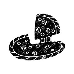 Pizza black hand drawn icon in grunge look