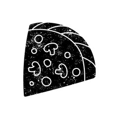 Pizza black hand drawn icon in grunge look