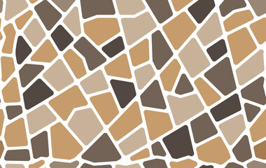 Brown mosaic stone tile pattern. Paving floor background with vector texture of rock pavement. Wall tile, street sidewalk or garden path abstract geometric pattern with cobble or flagstone stones