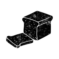 Sliced bread loaf black hand drawn icon in grunge look