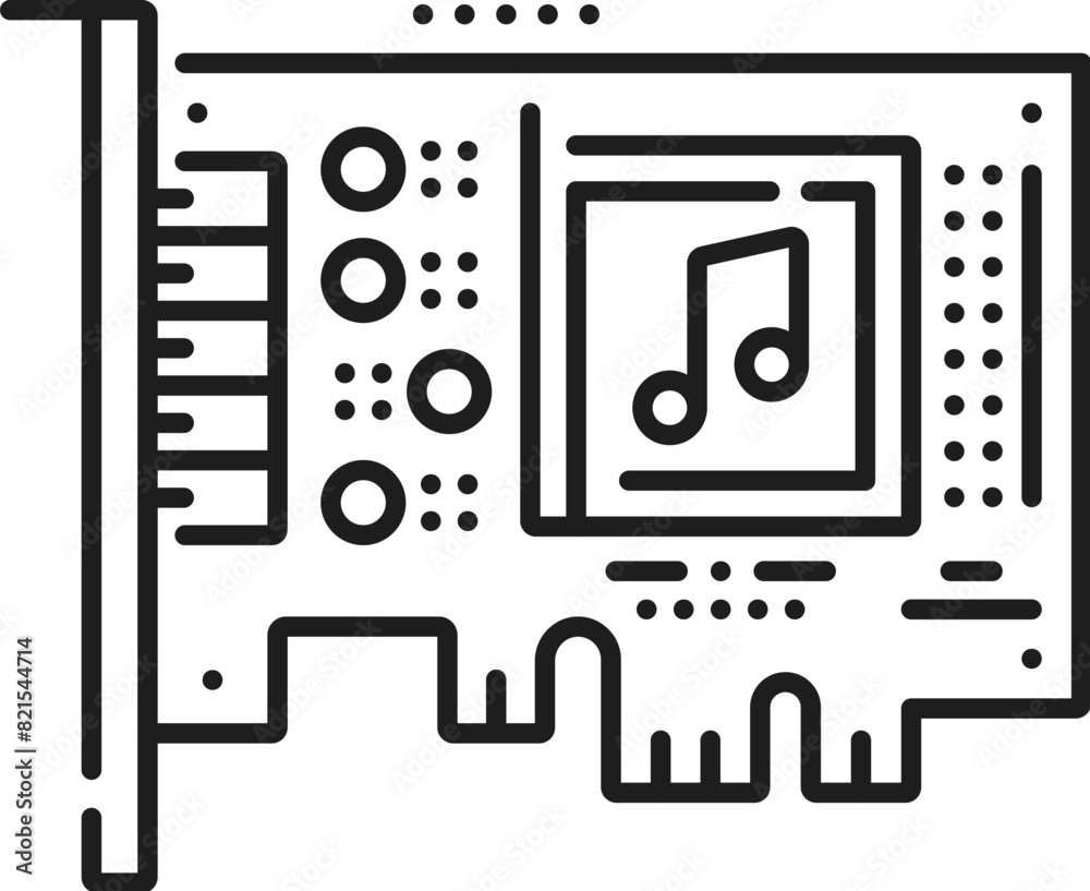 Poster electronics hardware, computer software, app development industry thin line icon. computer software 