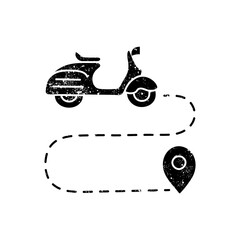 black hand drawn icon in grunge look map scooter route icon © puruan