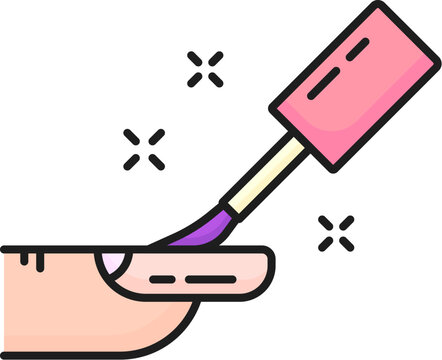 recommend clip art: Manicure service nail paint color line icon. Woman beauty or spa salon, manicure and pedicure master cosmetics and makeup tools shop outline vector sign. Nail cosmetology thin line icon or symbol