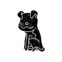 black hand drawn icon in grunge look dog icon