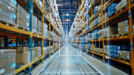 modern artificial intelligence technology for warehouse logistics business management, virtual reality digital software management systems 