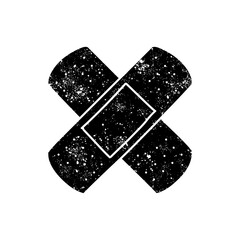Bandage strip black hand drawn icon in grunge look