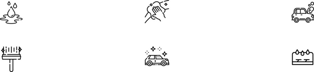 Full service and excellent quality mobile car wash companies chains black emblems labels collection isolated vector illustration 