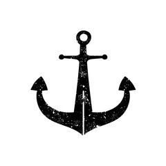 Nautical ship anchor black hand drawn icon in grunge look © puruan