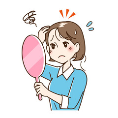 抜け毛、薄毛で悩む女性
