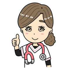 グッドのサインをする看護師