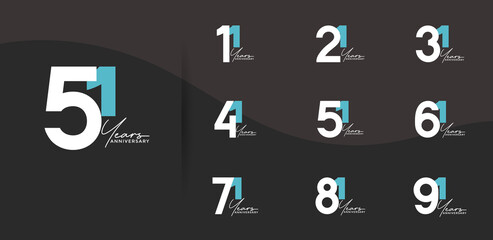 anniversary logo style set with white and blue color can be use for celebration moment