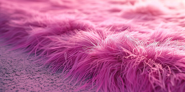 Fuchsia pink yoga mat: A fluffy pink yoga mat with a bright fuchsia color lies on the ground, ready for a workout session