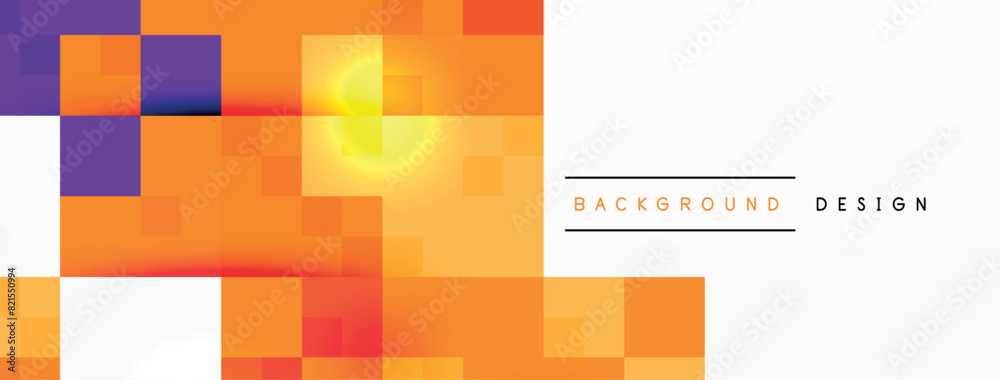 Aufkleber The image features a vibrant display of orange and purple squares set against a white background, creating a dynamic and colorful composition