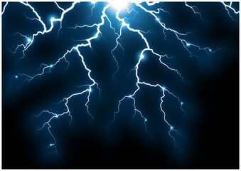 リアルな雷・稲妻のベクターフレーム背景