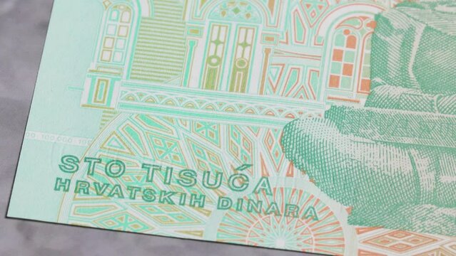 100000 Croatian dinara national currency money legal tender bill central bank 6