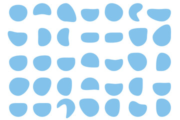 Random blob circles silhouette icon set. An arrangement of black organic shapes. Isolated on a white background.	
