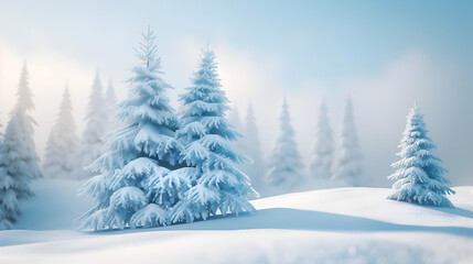 Fototapeta premium Snow-Covered Pine Trees