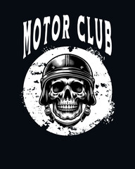 skeleton wear helm club motorcycles vector illustration