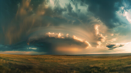 a dramatic thunderstorm over the plains