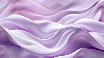 Obraz premium Abstract background with wavy lines of purple silk fabric, 3D rendering. Abstract wavy texture for design and decoration. Trendy wallpaper in pastel colors. Abstract light violet and white wave patter