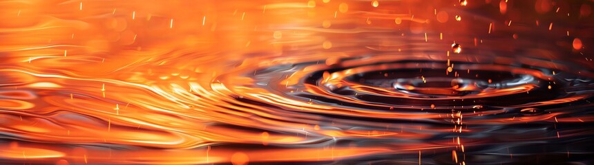 Abstract background with water ripples and orange color, closeup of water droplets falling in the lake, blurred abstract pattern, close up macro shot, beautiful background, high resolution photography
