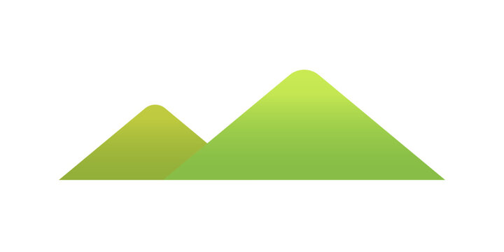 recommend clip art: シンプルな新緑の山々の風景イラスト　白い背景に分離されたフラットなベクター素材
