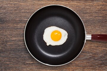 Tasty fresh hot Fried egg on desk