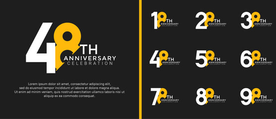 anniversary logo style set with white and yellow color can be use for celebration moment