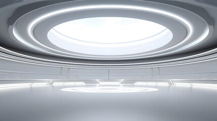 Obraz premium Futuristic Minimalist 3D Interior with Overhead Lighting and Clean White Space