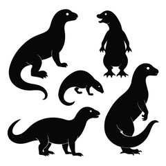 Set of Black Agkistrodon Contortrix Silhouette Vector on a white background