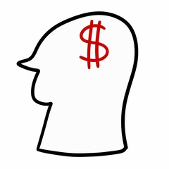 head with money icon illustration design