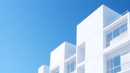 Sleek Minimalist Architectural Facade Against Bright Blue Sky