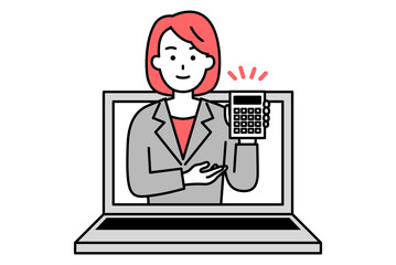 オンラインで見積もりを提案するスーツの女性