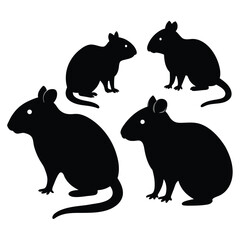 Set of Black Agouti Silhouette Vector on a white background
